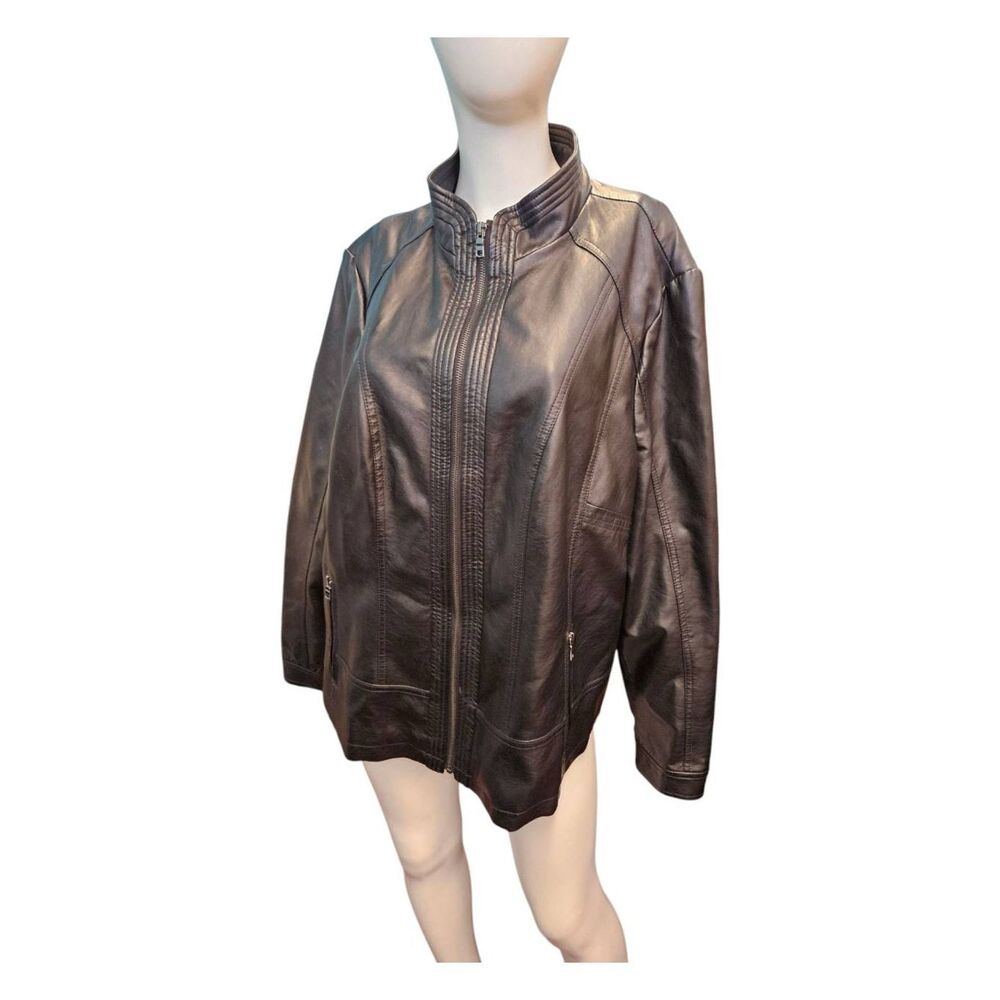 Giacca Women Black Leather Jacket Womens Size 1X - Picture 3 of 10